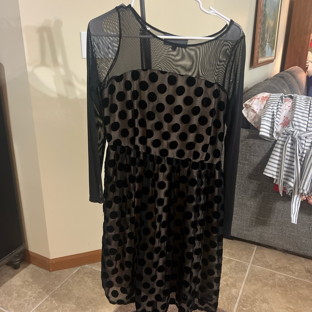 Anthropologie Sunday in Brooklyn Black Polka Dot Midi Dress - Picture 4 of 4